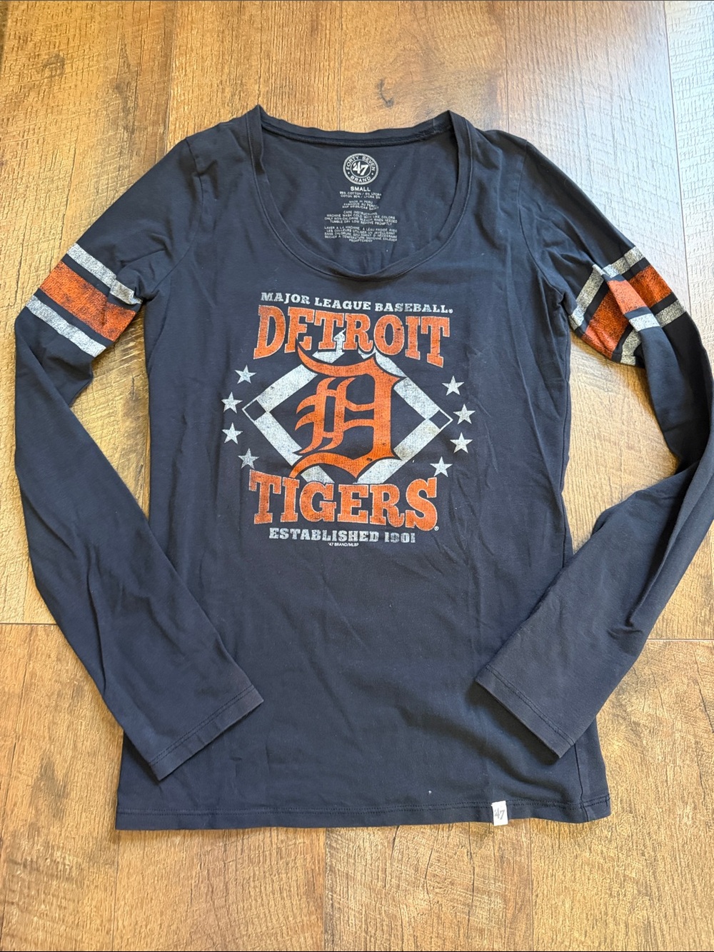 '47 Detroit Tigers Long-Sleeve Tee - Navy & Orange